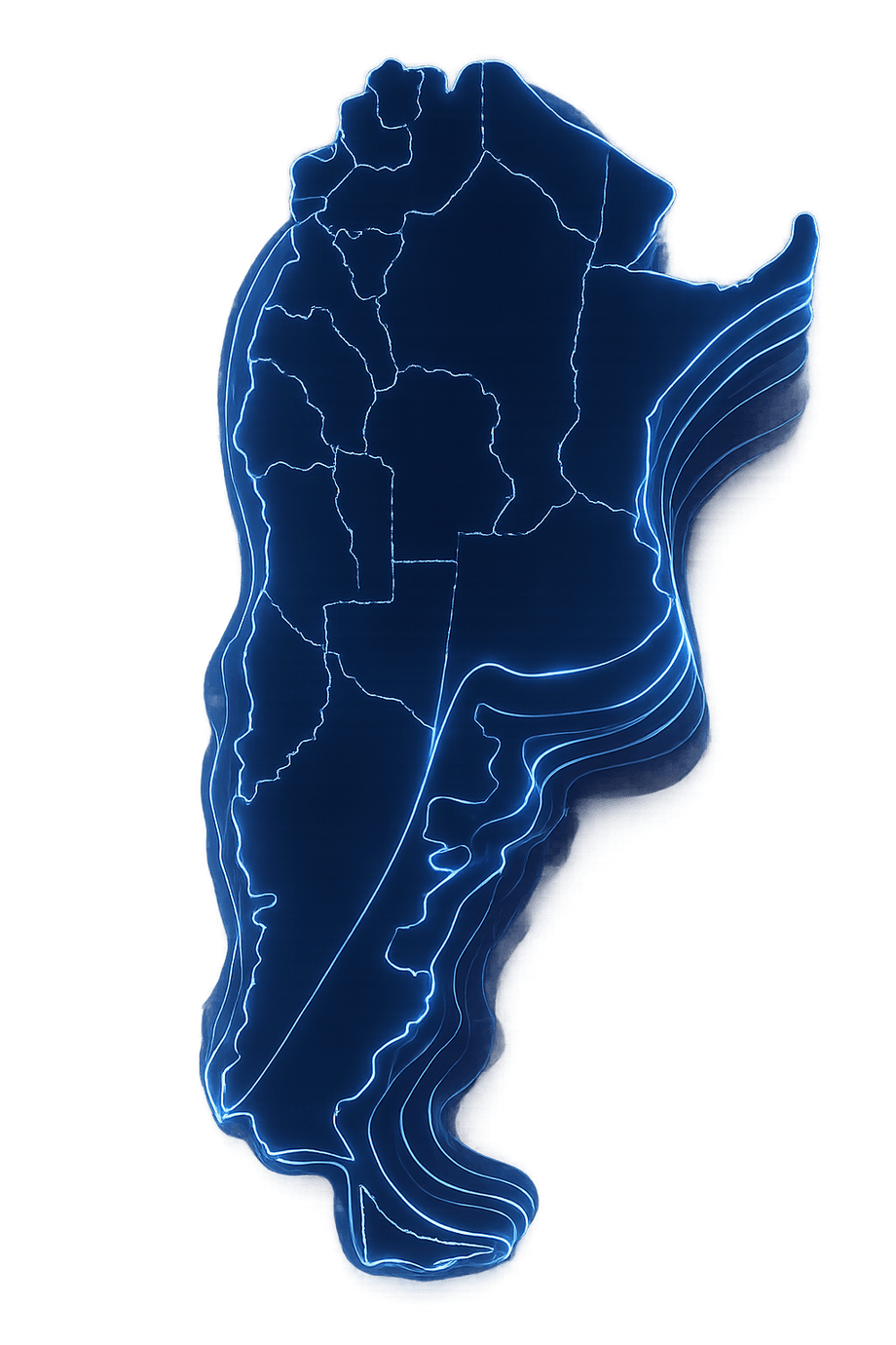 Mapa de Argentina con San Rafael, Mendoza, la base de Godnik DS